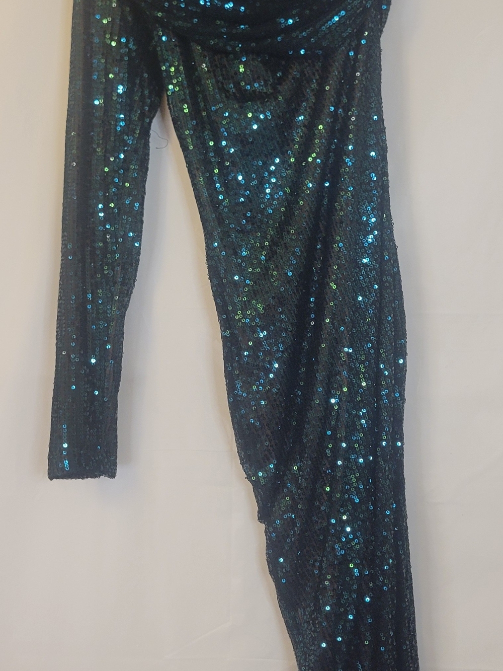 JLUXLABEL Teal & Green One-Shoulder Sequin Dress